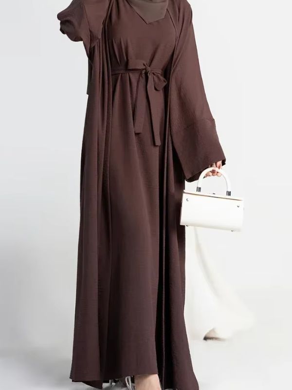 Abaya Kimono 2 pièces "Marron Foncé"