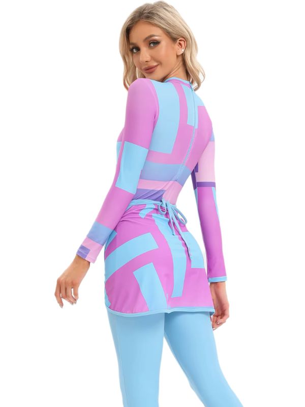 Ensemble burkini pour femme en rose pastel et bleu ciel