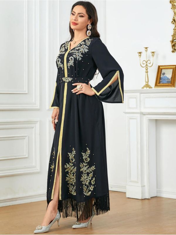 Caftan Moderne Ceinture Dorée Robe Ceinture Caftan Doré Caftania