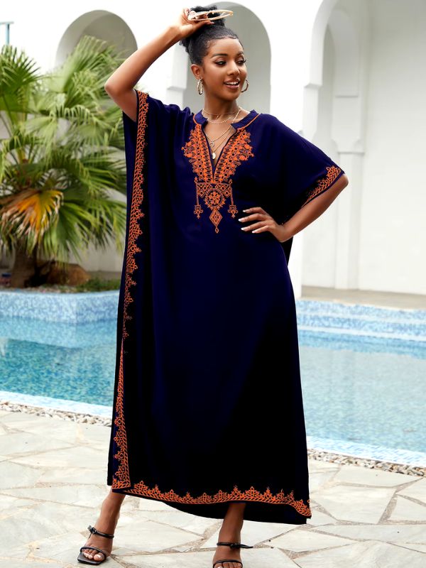 Djellaba bleu marine femme marocaine