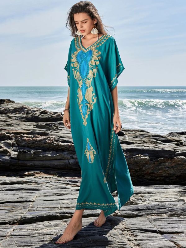 Djellaba marocaine "Émeraude des Astres"