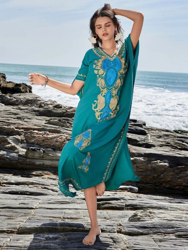 Djellaba marocaine &quot;Émeraude des Astres&quot;