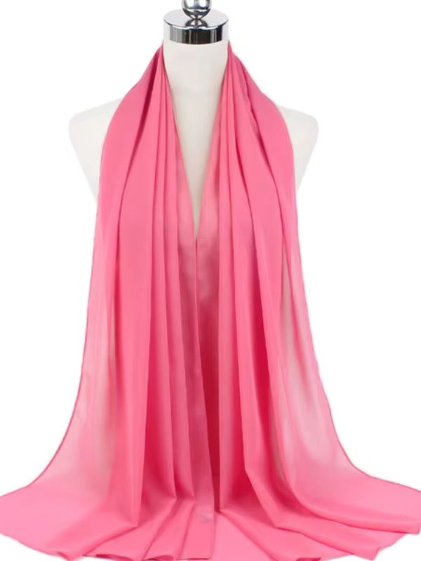 Hijab en mousseline rose framboise