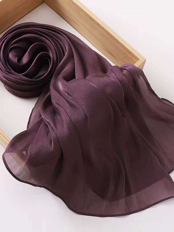 Hijab Mousseline de Soie Hana Mauve Shimmer