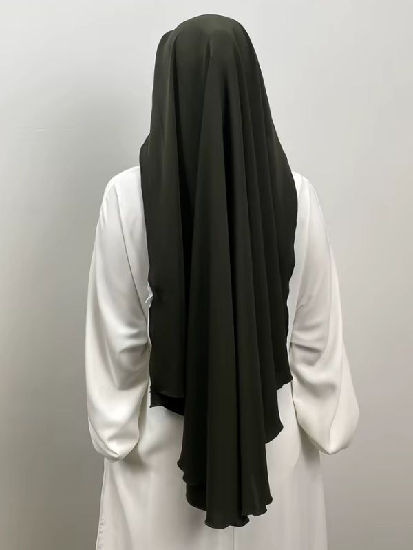 Niqab long vert kaki Olivier de Jéricho vu de dos, pan arrière fluide aux bords arrondis